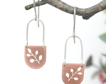 Nature Inspired Branch Copper Earrings - Botanical Boho Jewelry, Eco Conscious Gift for Mom, Handmade with Craftsmanship and Love