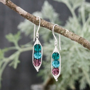 Birthstone Earrings, Twin Sister Gift, Jewelry For Mom, Peapod Studs, Meaningful Present, New Mom Accessory, Mother&#39;s Day Delight