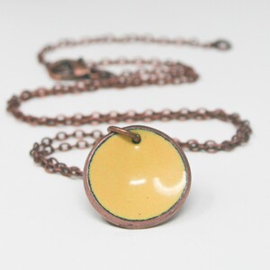 Daffodil Necklace, Enameled Penny, Yellow Copper, Handmade Pendant, Custom Jewelry Gift, Adjustable Chain, Sterling Silver Details