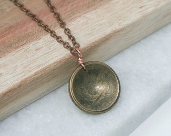 Unique Argentina World Coin Pendant - Mixed Metal Boho Necklace, Eco Friendly Gift for Girlfriend, Mom, Sister, Wife, Handcrafted