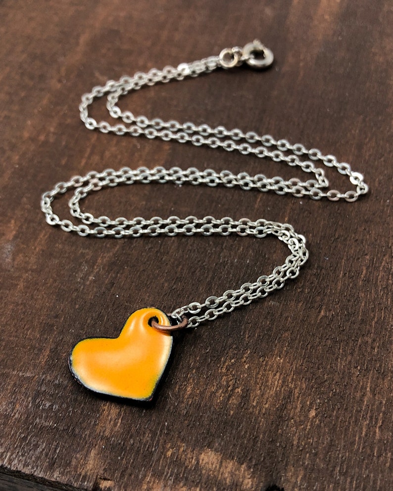 Colorful thoughtful present sister love jewelry for daughter Marigold enamel heart pendant necklace valentine day gift for best friend