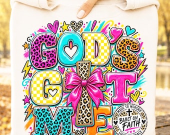 God's Got Me PNG, Christian Faith PNG, Colorful Leopard Cross Design, Built on Faith PNG, Christian Shirt Design, Religious Digital Download