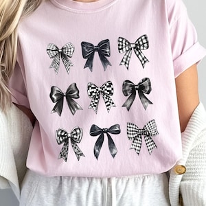 Coquette Black Bows Shirt, Coquette Bows Comfort Color Sweatshirt, Black Ribbon Shirt, Black Ribbon Tee, Bow Sweatshirt, Coquette Bow Tee