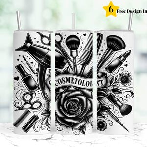Cosmetologist 20oz Skinny Tumbler Wrap Hairdresser Tumbler Sublimation Hair Boss Tumbler Designs Hair Hustler Tumbler PNG, Digital Download