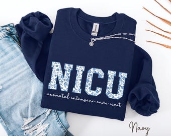 NICU Sweatshirt, Toile NICU Nurse Sweatshirt, Floral Neonatal Intensive Care Unite Shirt, Blue Toile Nurse Sweatshirt, Chinoiserie Crewneck