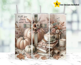 Fall för Jesus, han lämnar aldrig, 20 oz smal tumbler, sublimeringsdesign, digital nedladdning, PNG, direkt, endast digitalt, hösttumbleromslag