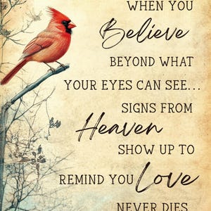 Cardinal Sign From Heaven Digital Art JPG, Memorial Design for Loss of a Loved One, Memorial Quote, In Loving Memory Sign, Digital Download