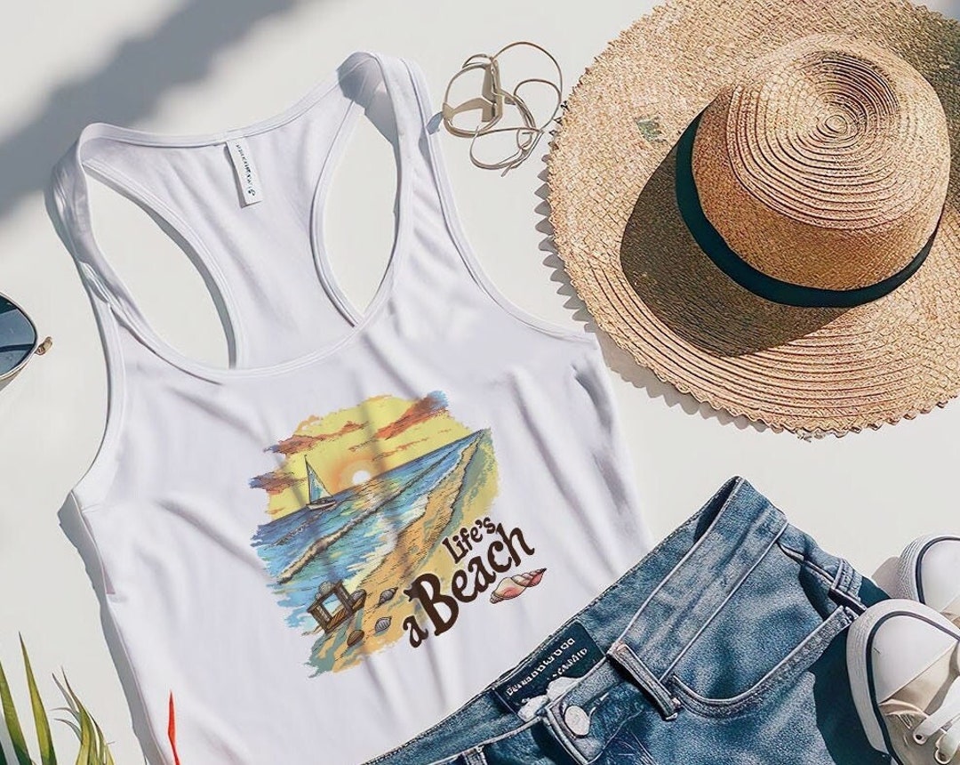 Life's a Beach Tank Top, Summer Tank, Design Tank Top, Vacation Tank ...