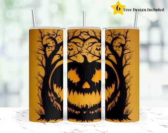 Tumbler avvolgente a forma di zucca di Halloween, tumbler avvolgente a forma di zucca nera da 20 oz, design a sublimazione, tumbler avvolgente a forma di zucca, download digitale di tumbler di Halloween in formato PNG