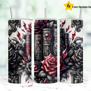 Dark Romance Books and Romantasy Bookish 20 oz Skinny Tumbler Sublimation Design Digital Download PNG Instant DIGITAL ONLY,Book Tumbler Wrap