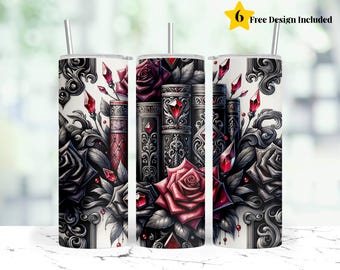 Dark Romance Books and Romantasy Bookish 20 oz Skinny Tumbler Sublimation Design Digital Download PNG Instant DIGITAL ONLY,Book Tumbler Wrap