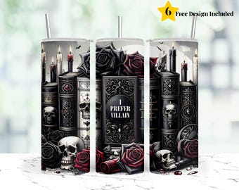 I Prefer Villain Tumbler Wrap, Book Lover Sublimation Tumbler Wrap For Reader, Library Gifts 20oz Tumbler Sublimation Design, Booktok PNG