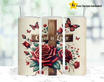 God is Love 20 oz Tumbler Wrap PNG Tumbler Design Sublimation Digital Downloads, Christian Bible Faith Tumbler Wrap, Tumbler Sublimation PNG