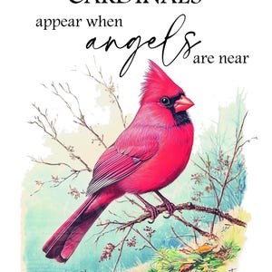 Cardinal Appear When Angels Are Near Wall Art, Red Cardinal Printable, Memorial Quote Print, Digital Download, Sympathy Gift