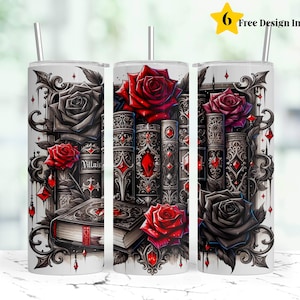 Dark Romance Books and Romantasy Bookish  20 oz Skinny Tumbler Sublimation Design Digital Download PNG Instant DIGITAL ONLY, Book Tumbler