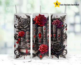 Dark Romance Books and Romantasy Bookish  20 oz Skinny Tumbler Sublimation Design Digital Download PNG Instant DIGITAL ONLY, Book Tumbler