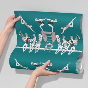 Carta da parati art déco SWIMMERS, mare profondo, glamour anni '20, accenti art déco per la casa, parete art déco, rimovibile, stacca e attacca o tessuto non tessuto