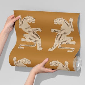 Carta da parati tigre retrò oro, carta da parati funky staccabile e attaccabile o non tessuta, carta da parati decorativa autoadesiva rimovibile retrò