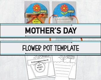 Szablon karty doniczki z kwiatami na dzień matki