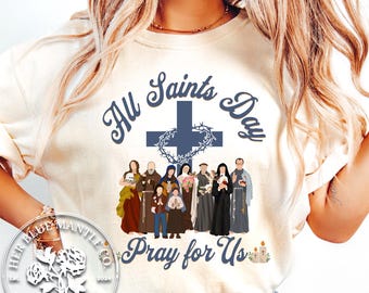 All Saints Day Tshirt for Women, All Hallows Eve Shirt, Halloween Catholic Gift Tee, Fall Catholic Comfort Colors Shirt for Women, Autumn