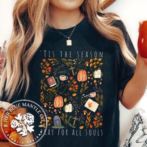 All Souls Day Catholic Shirt, All Hallows Eve Tshirt, Halloween Catholic Gift Tee, Fall Catholic Comfort Colors Shirt for Women, Autumn image 5