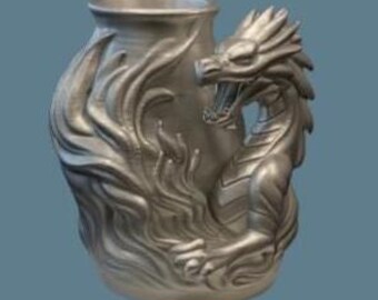 Vase dragon flamme argenté