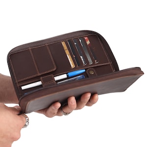 Personalized Leather Portfolio, A5 Padfolio Zipper Organizer, Custom Leather Notebook Cover, Business Folder, Document Holder