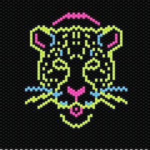 Neon leopard coaster peyote pattern - bead coaster using Miyuki 11/0 delicas - bead chart + word chart - digital download PDF