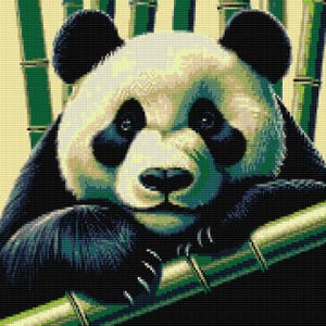Panda bear bamboo forest loom & peyote patterns for bead tapestry using Miyuki 11/0 delicas - bead chart and word chart - digital PDFs