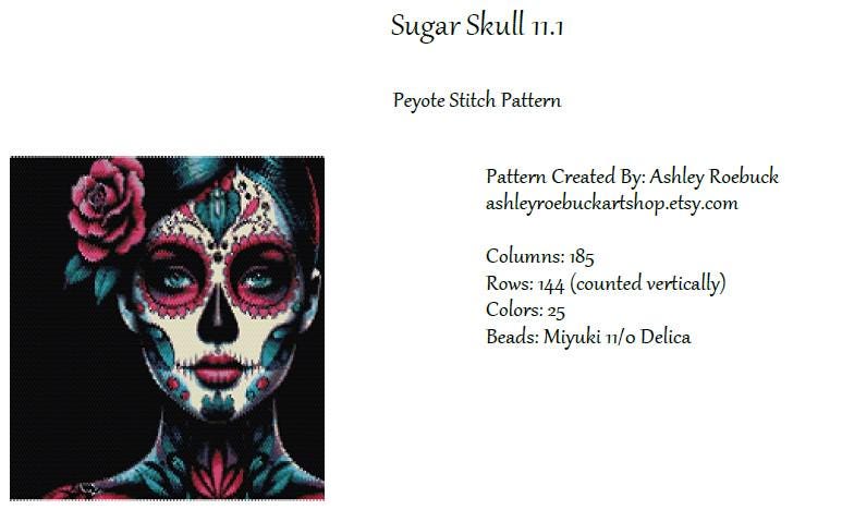 Day of the Dead Skeleton Woman Loom & Odd Peyote Stitch Pattern - Bead ...