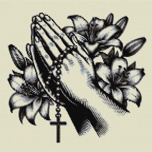 Praying hands rosary loom & peyote stitch patterns - large bead tapestry using Miyuki 11/0 delicas - bead chart and word chart - digital PDF