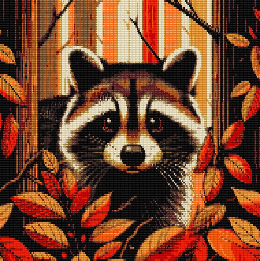 Fall Raccoon Patterns Autumn Raccoon Loom & Peyote Patterns - Large Bead Tapestry Using ...