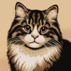 Patrones de telar y peyote para gatos atigrados y blancos: tapiz de cuentas grandes con delicas Miyuki 11/0, gráfico de cuentas y gráfico de palabras, descarga digital en PDF