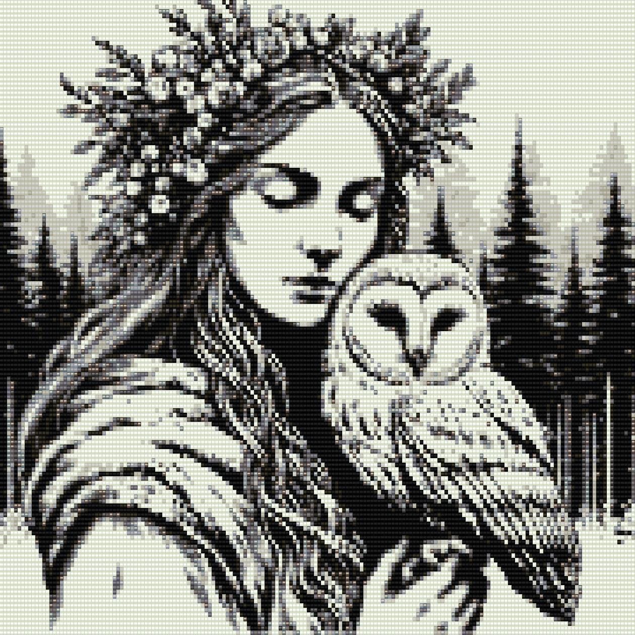 Mother nature and owl loom & peyote pattern for large bead tapestry - Miyuki 11 delicas - bead c