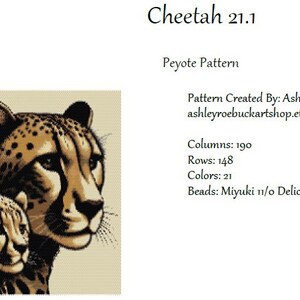 Cheetah and Baby Loom & Peyote Patterns Large Bead Tapestry Using ...