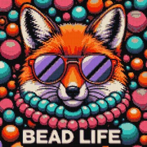 Fox Bead Life sign loom & peyote stitch patterns - large bead tapestry using Miyuki 11/0 delicas - bead chart and word chart - digital PDF