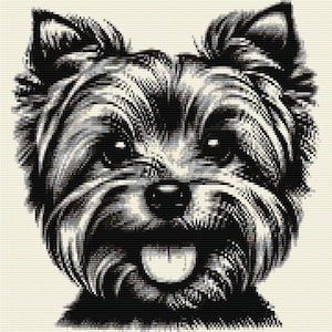Yorkshire terrier dog loom & peyote stitch patterns - large bead tapestry using Miyuki 11/0 delica - bead chart and word chart - digital PDF