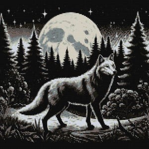Wolf in forest loom & odd peyote stitch patterns for large bead tapestry using Miyuki 11 delicas - bead chart and word chart - digital PDF