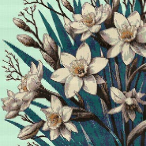 Telar con flores de junquillo y patrones extraños de peyote: tapiz de cuentas grande con Miyuki 11/0 delica: gráfico de cuentas + gráfico de palabras - PDF digital