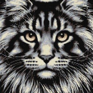 メインクーン猫の織機とペヨーテのパターン - ミユキ 11/0 デリカを使用した大きなビーズタペストリー - ビーズチャート + 単語チャート - デジタルダウンロード PDF