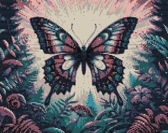 Butterfly loom & peyote stitch patterns for large bead tapestry using Miyuki 11 delicas - bead chart and word chart - digital download PDF