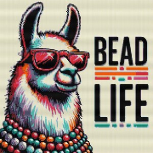 Llama Bead Life sign loom & peyote stitch patterns - large bead tapestry using Miyuki 11/0 delicas - bead chart and word chart - digital PDF