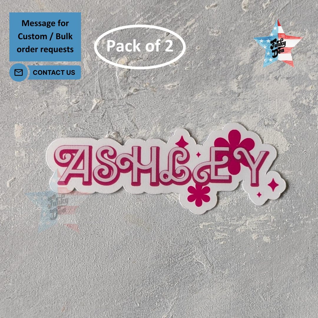 Custom Pink Name Sticker, Waterproof 3D Look, Personalized Label - Etsy