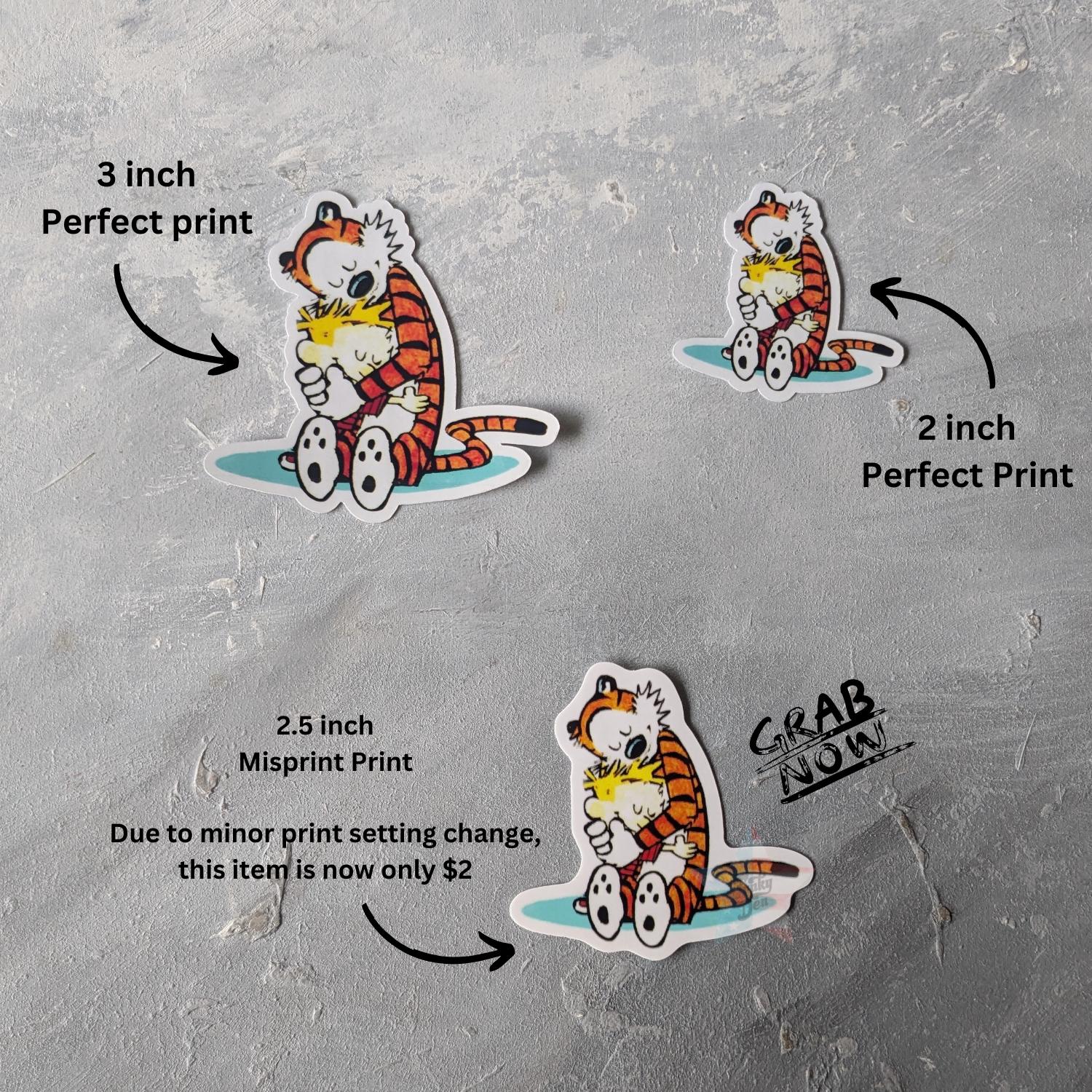 Hugging Calvin and Hobbes Label Waterproof Vinyl Stickers Perfect for ...