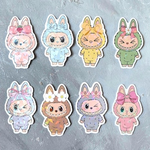Monster Doll Waterproof Holographic Sticker: Colorful and Christmas Red Laptop Decal, Water Bottle Stickers (REDCUED price for clearance)