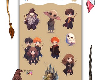 Wizard Sticker Sheet: Magical HP Fan Art Vinyl Stickers (4" x 6") - REDUCED price for Clearance - Wont stock once sold out