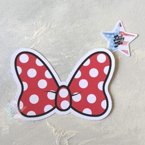 Minnie Red Polka Dot Bow Waterproof Label - 3 inch