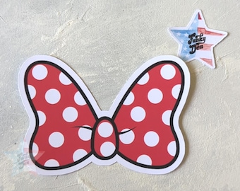 Minnie Red Polka Dot Bow Waterproof Label - 3 inch