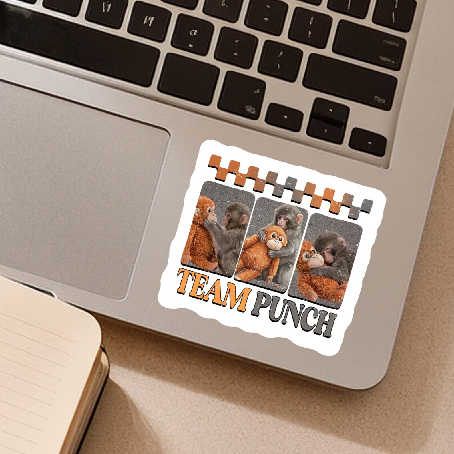 Punch Off Raod Sticker Viral Punch Monkey and Team Punch Sticker | Baby Macaque Waterproof ...