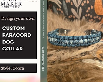 Collare Cobra personalizzato con cinturino in tessuto impermeabile e treccia in paracord